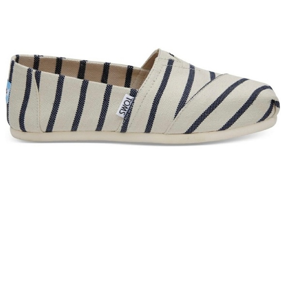 TOMS White Navy Riviera Stripe Women’s Classics Venice Collection Sz 6.5 - Picture 3 of 7